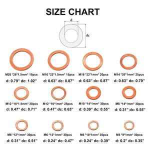 Vente en gros transfrontalière 300 pièces joint d'huile en boîte cuivre métrique joint de cuivre joint de joint - Product Image 2