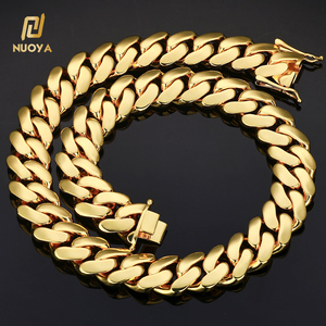 Cadena Cubana Miami NUOYA Personalizada de 10/12/15/19/22mm para <span class=keywords><strong>Hombre</strong></span>, Chapada en <span class=keywords><strong>Oro</strong></span> de 18K, Joyería Hip Hop, Cadenas Cubanas al por Mayor - Product Image 4