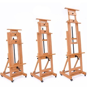 Chevalet de studio professionnel LISI en bois de hêtre, à levage manuel, sur pied, pour artistes, peinture, présentoir d'art, 4 roulettes mobiles - Product Image 2