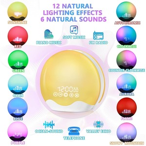 Double Sided Seven Color Ambient Night Light <b>Led</b> Electronic Alarm <b>Clock</b> With Sunrise Simulation For Bedroom Living Room Study - Product Image 2
