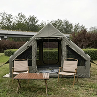 Tente de camping gonflable portable 600D Oxford 6.3, double porte, grand hublot, imperméable, quatre saisons, avec cheminée, pour 3-4 personnes