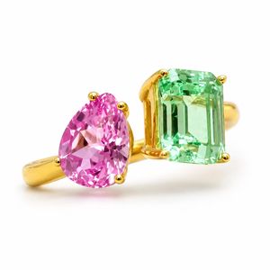 UM Jewelry <b>925</b> <b>Silver</b> 18K Gold Plated Pear Cut Lab Gem <b>Ring</b> Wholesale Fashionable Versatile Unisex Wedding Party Daily Gift - Product Image 1