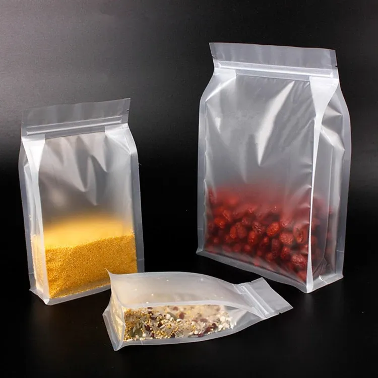 Transparent Bags Flat Bottom Pouches Reusable Food Zipper Zip Plastic Packaging Clear Custom Printed Customized Ziplock Bag