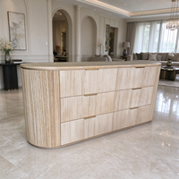 Buffet moderne de luxe de style européen, avec cadre en bois massif, placage en chêne rouge, meuble de rangement personnalisable pour la maison