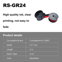 Ruban compatible GR24 pour calculatrice, machine à écrire, Canon Nylon 66 12mm, ruban d'imprimante noir sur blanc, noir rouge