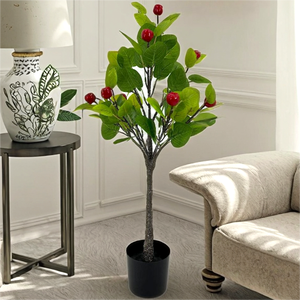 Piante verdi PE piccole artificiali Multi frutta rossa piante in vaso con foglie di eucalipto casa soggiorno decorazione Hotel ufficio - Product Image 4