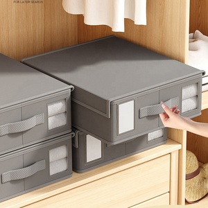 Organiseurs de draps pliables en tissu personnalisés pour l'usine, organisateurs de placard empilables <span class=keywords><strong>avec</strong></span> fenêtres transparentes en plastique PP - Product Image 3