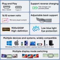 Özel Üçlü Dizüstü Bilgisayar Ekran Genişletici 14 İnç 1080P IPS Taşınabilir Çift Monitör Tak Çalıştır Seyahat Ekranı Dizüstü Bilgisayar Mac Windows için
