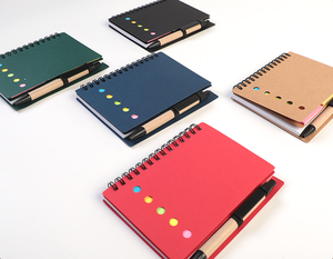 Cuaderno Mini A6 con logotipo personalizado, notas adhesivas y bolígrafo, cubierta de papel Kraft encuadernado en espiral - Product Image 5