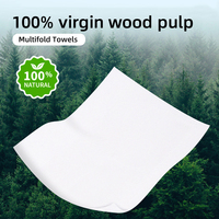 Serviettes en papier pliées en Z, en pâte de bois vierge, super absorbantes, jetables, 230*225mm, 200 feuilles/paquet, 20 paquets/boîte, blanc