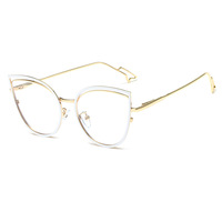 Nouveau chaud oeil de chat ordinateur bleu lumière bloquant couleur unie Style photochromique lunettes montures optiques lunettes pour femmes hommes