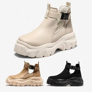 New Design Trending Outdoor Lady Shoes Ankle Beige Woman Rubber Gumboots Chelsea Boot For Women