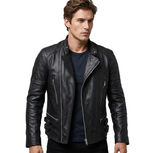 Veste de moto en cuir d'agneau véritable pour homme KEVEN IMPEX avec col montant zippé, imperméable et respirante, design hiver - Product Image 3