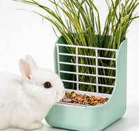 Mangeoire à foin 2-en-1 pour lapins, chinchillas et jeunes lapins, à suspendre, abreuvoir, accessoires, remplissage facile, en ABS