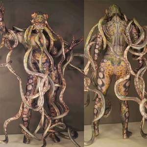 Kostum tarik pesta Cosplay Halloween Bodysuit elastis bermain peran jumpsuit Pria Wanita tentakel Monster mengerikan - Product Image 2