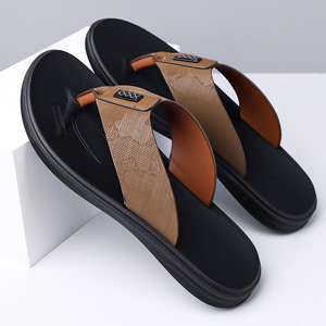 Sandales de plage d'été pour hommes, tongs antidérapantes, décontractées, pour l'extérieur, gris, noir, marron, jaune, couleur unie, chaussures à enfiler - Product Image 2