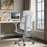 Fauteuil de bureau ergonomique inclinable moderne, pivotant, avec soutien lombaire réglable, accoudoirs réglables, garantie 5 ans, chaise en maille grise