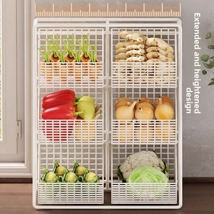 Cestino Portaoggetti in Metallo per <span class=keywords><strong>Cucina</strong></span>, Design a Tre Livelli Compartimentato, Rimovibile, Grande Capacità per Verdura, Frutta e Snack - Product Image 5