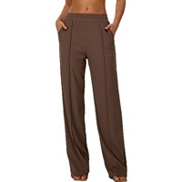 Nouveaux Pantalons de Yoga Femme 2026 – Coupe Ample Unie, Effet Ventre Plat, Amincissant, Rehausseur de Fesses, Séchage Rapide, Jambes Larges, pour Fitness et Yoga