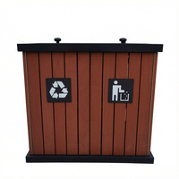 Contenedor de Reciclaje de Doble Compartimento para Exteriores, de Madera y Plástico Compuesto, Resistente a la Intemperie, para Clasificación de Basura en Parques y Jardines