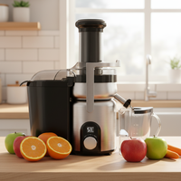 Extracteur de jus de fruits entiers électrique 4-en-1 avec affichage numérique LED, en acier inoxydable, à grande goulotte d'alimentation centrifuge