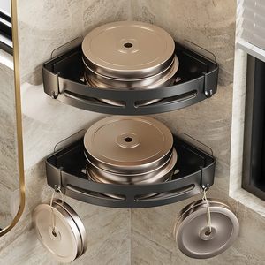 <span class=keywords><strong>Porte</strong></span>-shampooing de salle de bain adhésif sans perceuse Étagères de <span class=keywords><strong>douche</strong></span> Organisateur de rangement <span class=keywords><strong>Porte</strong></span>-serviettes d'angle Étagères murales - Product Image 3