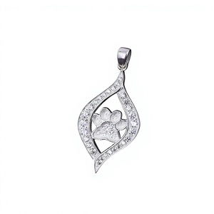 High Quality 14k Gold Plated 925 Silver 25mm <b>Dog</b> Paw Semi Mount Bezel Setting Zircon <b>Ashes</b> Resin Keepsake DIY Pendant - Product Image 1