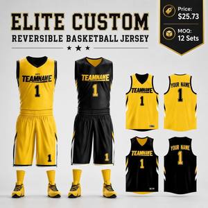 Tenues de basketball réversibles personnalisées en sublimation, ensemble maillot et short en mesh double face pour l'école, la ligue de recreational et les commandes en gros - Product Image 1