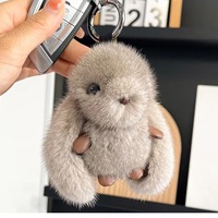 Porte-clés en fausse fourrure de lapin, 3 couleurs, pendentif en peluche moelleux pour sac et accessoire de voiture, vente en gros
