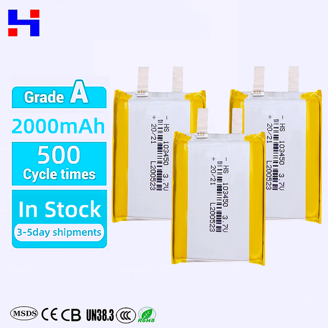 Stock 103450 3.7V 4.2V 2000mAh Semi-solid State Lithium Ion Polymer Cell Battery Pack High Capacity for Laptop for Dell HP