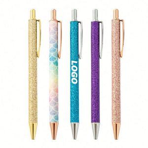 Custom Glitter Retractable Ballpoint <b>Pens</b> for Girls & Women, Black Ink, Medium Point, Smooth Decorative Gifts - Product Image 1