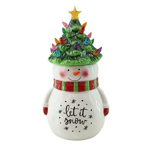 Christmas Snowman <b>Cookie</b> <b>Jar</b> With Led Tree Lid Resin Airtight Kitchen Storage Container Holiday Decor - Product Image 5