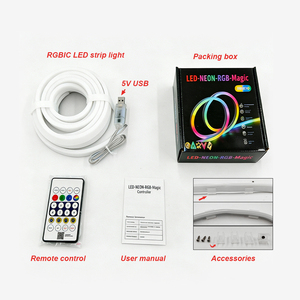 WS2812 Bande <span class=keywords><strong>LED</strong></span> RVB néon RGBIC <span class=keywords><strong>Ruban</strong></span> à lumière <span class=keywords><strong>LED</strong></span> USB 5V à intensité variable <span class=keywords><strong>pour</strong></span> application intelligente Contrôle Bluetooth <span class=keywords><strong>Tube</strong></span> en silicone flexible - Product Image 5