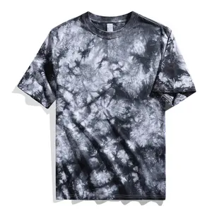 Tersedia 100% Katun Lengan Pendek Tie-Dye T Shirt Vintage Kerah Bulat Pakaian Pria Kemeja Ukuran Plus