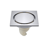 Siphon de sol carré moderne en laiton pour salle de bain avec grille amovible, filtre anti-odeur et siphon de vidage