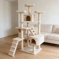 Rak Panjat Kucing Ramah Lingkungan Empat Lapis Terintegrasi Modern dengan Kolom Sisal dan Platform Lompat