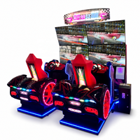 Simulateur de course pour enfants à monnayeur, station de jeu bilingue anglaise pour deux joueurs, construction métallique, garantie 1 an pour les parcs d'attractions