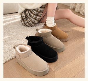 Bottes d'hiver <span class=keywords><strong>mini</strong></span>-plateforme pour femmes, chaudes, doublées en peluche, à semelle épaisse, bout rond, à enfiler, décontractées, pour l'extérieur, vente en gros - Product Image 4