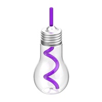 Bouteille d'eau en forme d'ampoule 600ml 700ml – Bouteille créative et originale avec paille spirale et bouchon à vis pour jus, eau, cadeau de fête, décoration intérieure