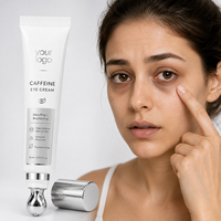 Crème Contour des Yeux Douce Anti-Âge à la Caféine, Anti-Cernes, Éclaircissante, Apaisante et Rafraîchissante, Lissant les Ridules