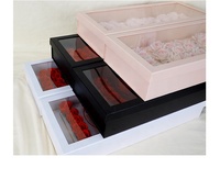 Boîte vide d'arrangement de fleurs avec fenêtre transparente Boîte-cadeau pliable de fleurs avec 2 cartes de lettres I love U et MOM Boîte à fleurs