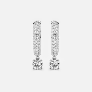 Pendientes de aro con diamantes cultivados en laboratorio, redondos, 7/8 Ctw, para mujer, joyería fina elegante y brillante, regalo minimalista de lujo - Product Image 3