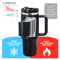 Bouteille d'eau colorée pour enfants Linhui de 40 oz avec paille rabattable et poignée, idéale pour l'impression par transfert thermique par sublimation