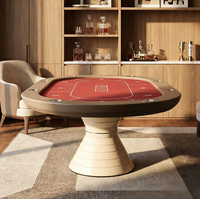 Table de poker Texas en feutre rouge pour 8 joueurs à vendre, avec poste de croupier, rail en métal couleur champagne, table de casino de luxe pour la maison