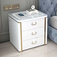 Armoire de chevet intelligente transfrontalière avec coffre-fort intégré, recharge sans fil, haut-parleur multifonction, sécurité par empreinte digitale, design minimaliste