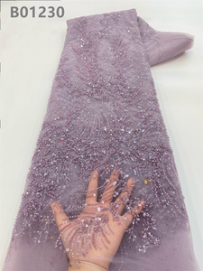Vestido de novia bordado de alta calidad, tela de encaje francés, cuentas de Color blanco, Material de encaje de lentejuelas para fiesta - Product Image 5