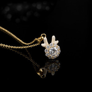 Muyu Dragon Zodiac Necklace With Rotating Horns Pave Setting Zinc Alloy For Gift - Product Image 4