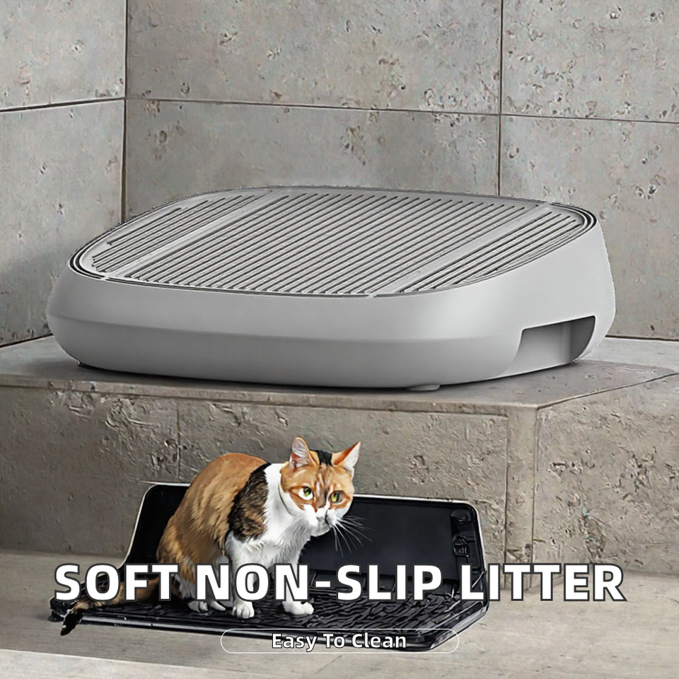 Smart Cat Litter Box Gray Plastic Round Easy Clean 20 L Non Slip Tray ...