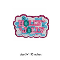 Vente en gros de vêtements patchs fer sur lettres petit patch de broderie joyeux noël pour casquettes de camionneur