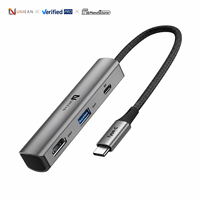 UNIEAN NEW 3 in 1 USB C Docking Station Transfer Data 5G Pengisian Cepat 100W Layar UHD Adaptor Audio Video Tipe C